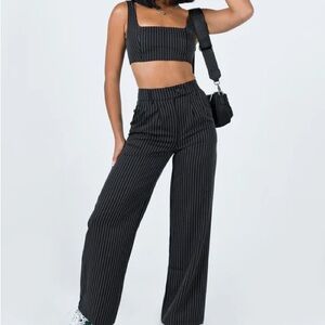 Princess Polly Black Pinstripe Wide Leg Pants
